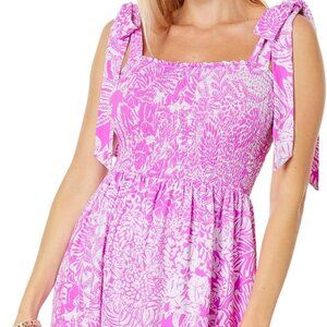 Lilly Pulitzer Rivera Romper Wild Fuchsia Swipe Right Sz L Excellent Condition